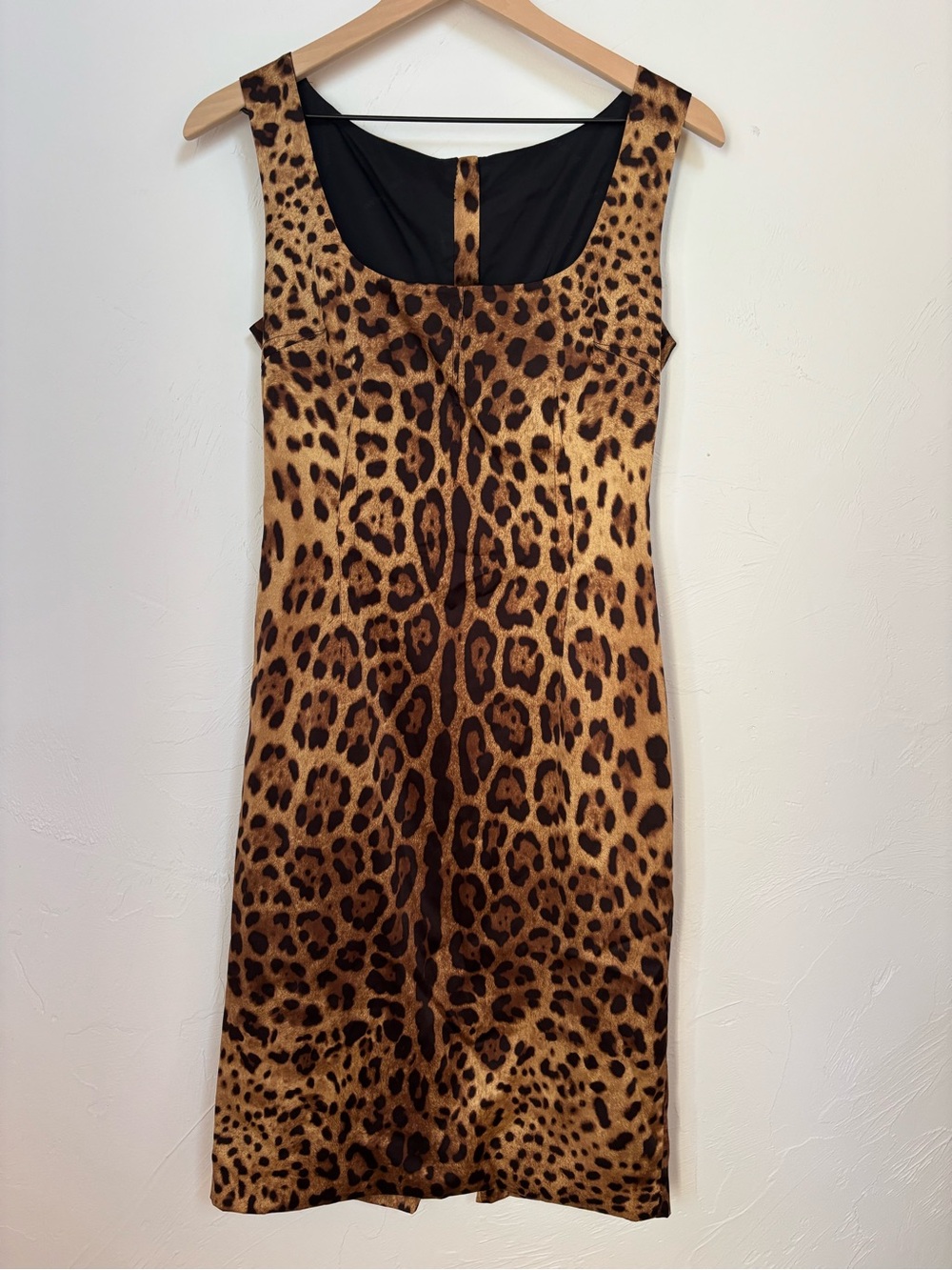 Dolce & Gabbana Y2K Leopard Print Silk Sheath Dress Sz 44/US 8 Like New